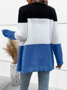 Cardigan casual da donna con blocchi di colore