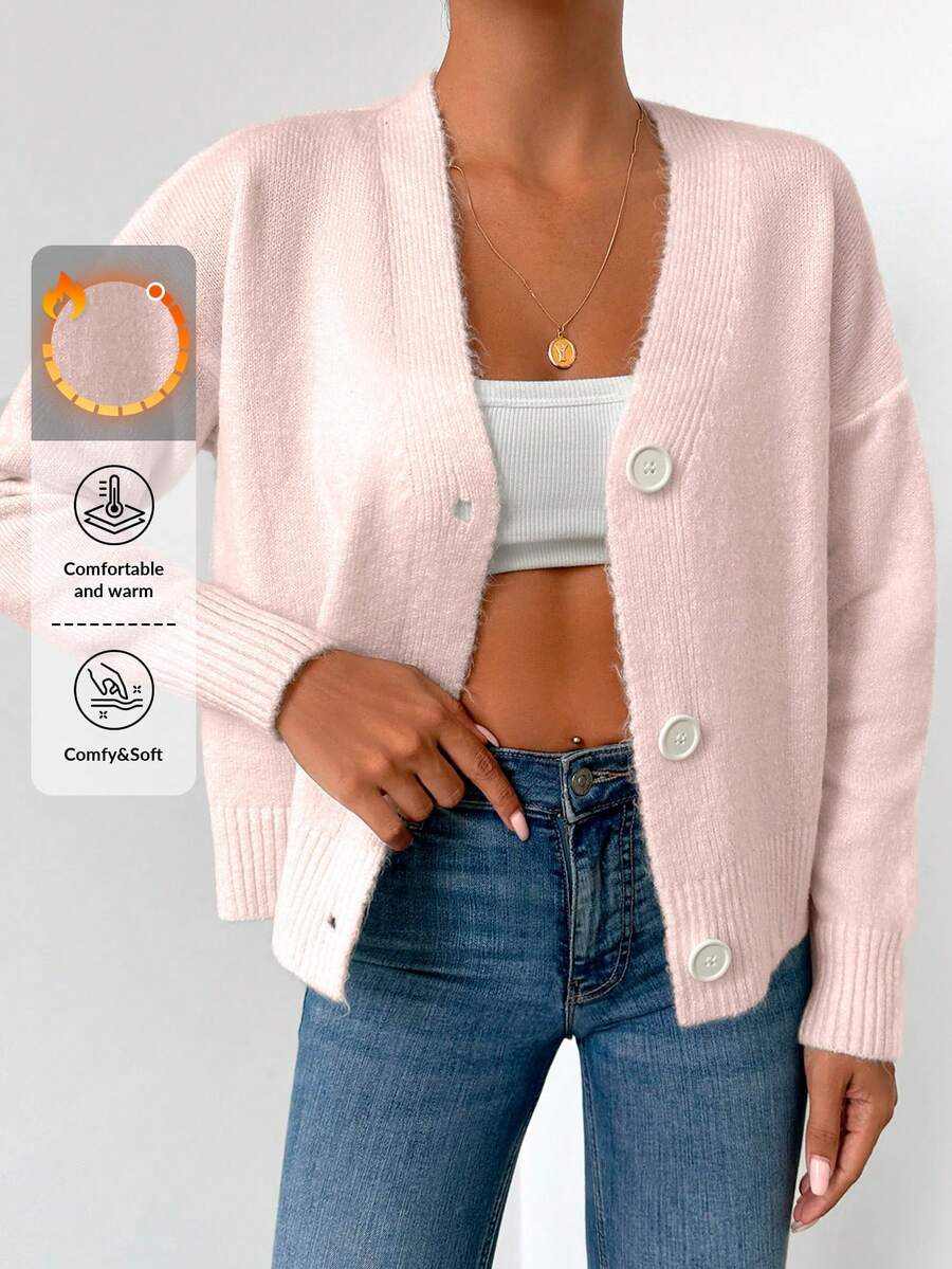 EURMUSE 落肩袖前紐扣開襟衫