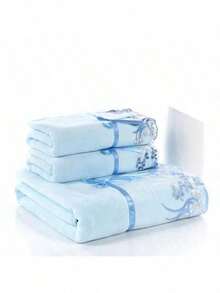 3-Piece Set, Lace Trim Towel + Bath Towel Set, Superfine Fiber Soft Quick-Drying Lint-Free Fade-Resistant Set, High-End Elegant Advertising Gift Daily Necessities Towel & Bath Towel - 35*75cm*2+70*140cm - View 11