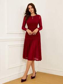 CUCCOO HITCHD 女士时尚酒红色露背高跟鞋 - 酒紅色 - 查看 2