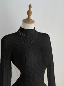 Elamini 女式性感露背扭纹针织毛衣裙