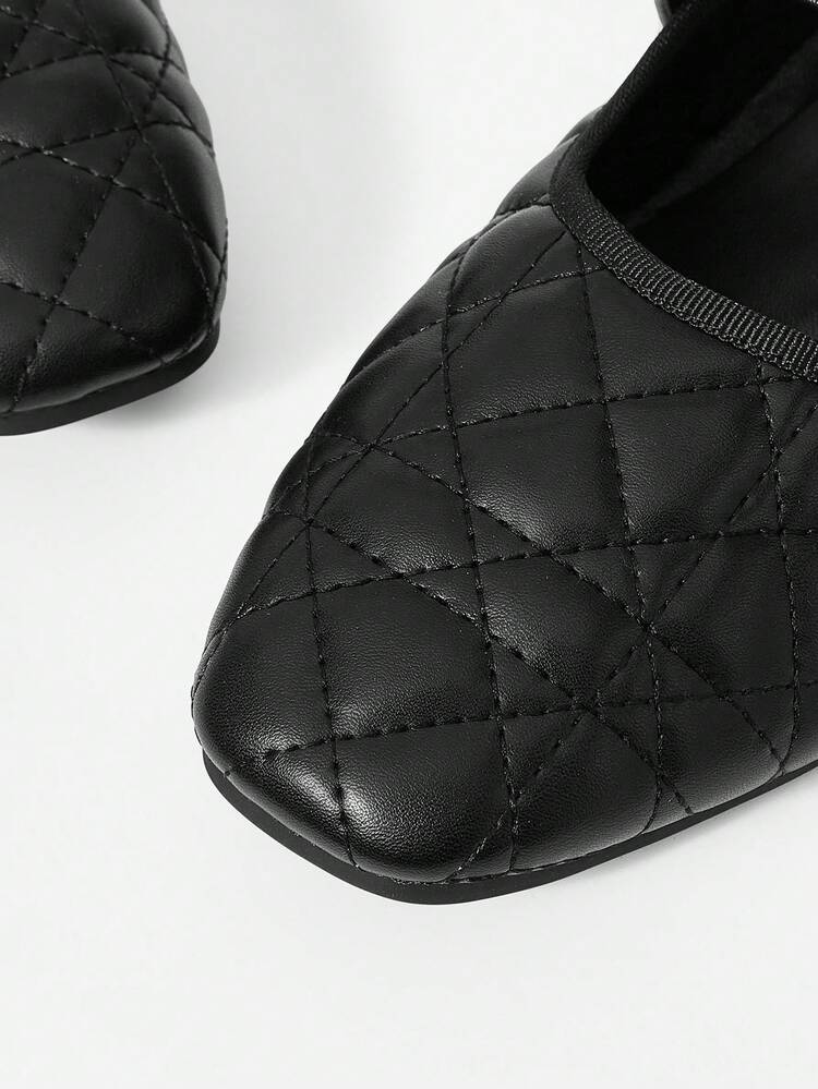 WOMEN'S QUILTED SQUARE TOE FLAT SHOES FOR CHRISTMAS