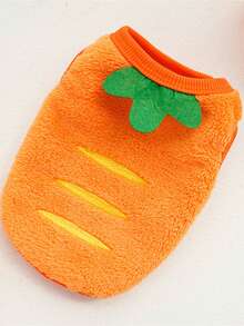 PETSIN 1宠物奶狗橙色胡萝卜卡通小狗法兰绒保暖猫茶杯犬小猫奶狗猫泰迪衣服狗背心 - 橘色 - 查看 5