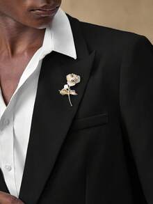 AKNOTIC 2pcs Men's Woven Casual Loose Fit Long Sleeve Blazer And Straight Leg Pants Suit Set, Wedding - Black - View 3