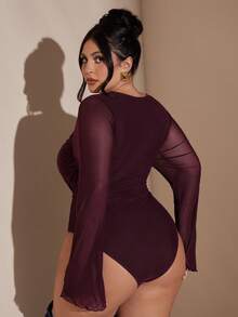 SHEIN BAE بدلة نسائية أنيقة بأكمام طويلة باللون البنفسجي الباذنجاني المميز، مناسبة للخريف والشتاء