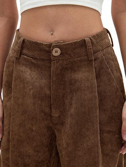 Aveloria Affinna 女式复古休闲直筒裤，橄榄绿，轻质灯芯绒设计，春季