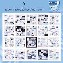 20sheets Stickers Book Junk Journal Supplies Long Strip PET Collage Sticker DIY Scrapbooking Art Collage Stationery Planner Decor Stickers - Multicolor - View 17