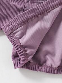 Sparklyn Bộ 2 áo hoodie cài nút phía trước và quần jogger màu trơn thường ngày cho bé gái tuổi teen, mùa thu - Màu tím - Xem 7