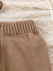 Conjunto de 2 peças com Suéter de Ombro Caído com Padrão Único e Calça Reta em Estilo Casual Campestre Y2K para Meninas Pré-Adolescentes, Versátil para Escola, Férias, Encontros, Compras, Festa, Outono/Inverno - Marrom Claro - Visão 5
