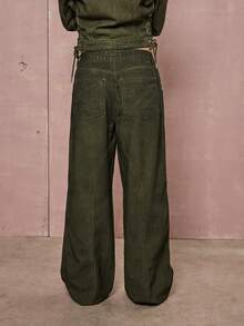 COUREZ 低腰越野摩托车宽松牛仔裤/Y2K 女士冬季服装 冬季服装 宽松牛仔裤 - 橄欖綠 - 查看 3