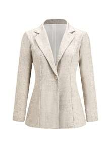 Ellevyn 大码女式长袖休闲西装外套，秋冬女式外套，商务休闲女式办公室工作外套，商务休闲女式西装外套，办公室女装，办公室女装，商务休闲女装，2025新款秋季，通勤百搭 - 杏色 - 查看 6