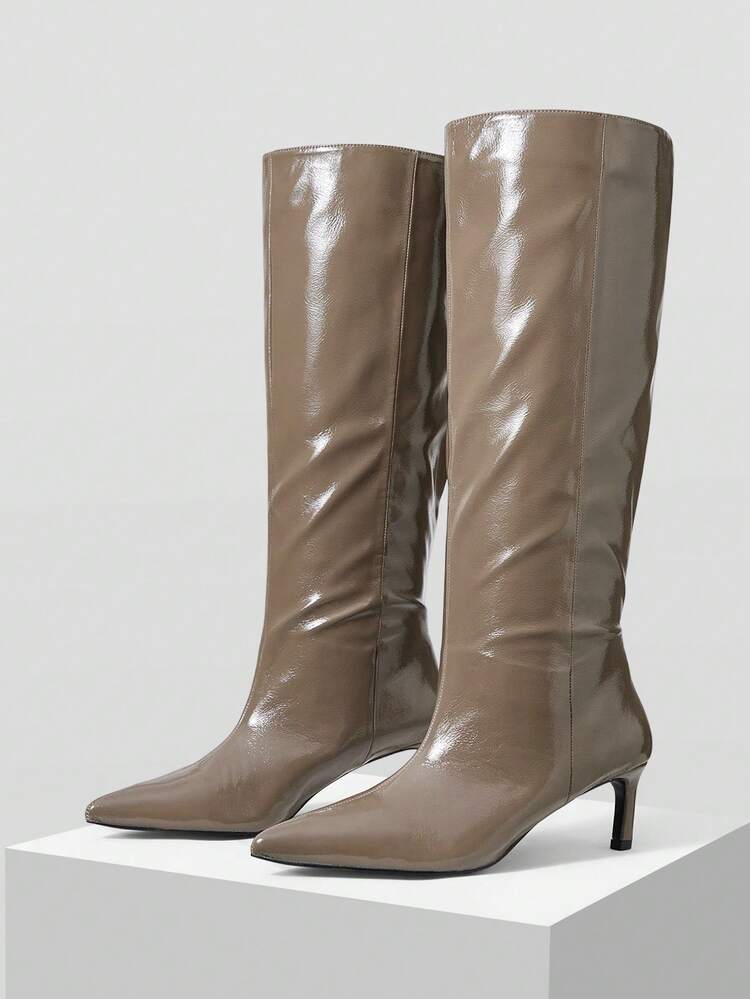 FRENCH THIGH-HIGH BOOTS, KNEE-HIGH STRAIGHT SHAFT SLIM HIGH HEEL BOOTS FOR WOMEN FOR CHRISTMAS