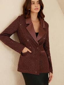 Aveloria Tweed Fitted Lapel Collar Blazer Jacket
