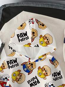 SHEIN | PAW Patrol Sweatshirt Anak Laki-Laki Kasual untuk Perjalanan Sehari-hari, Motif Cetak Seluruh Permukaan, Lapisan Termal, Musim Gugur/Dingin - Putih - View 4