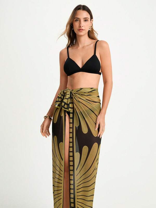 CAJUNI Vestido de playa estampado para mujer