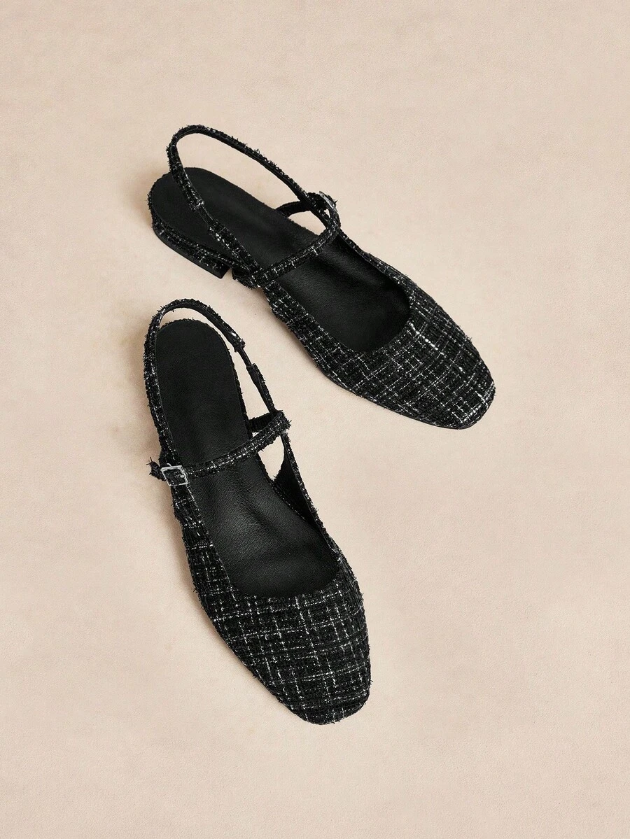 Rosivie 女士复古亮面漆皮玛丽珍露背方头平底鞋，舒适通勤、约会、派对、婚礼、度假，可爱学院风 - 黑色 - 查看 1