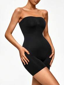 SHAPORA 1pc Black Comfortable Minimalist Shapewear Bodysuit - Black - View 4