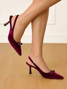 CUCCOO HITCHD 女士时尚酒红色露背高跟鞋 - 酒紅色 - 查看 4