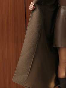 Anewsta Cardigan élégant pour femmes pour Noël et le Nouvel An, col large, tissu de laine de haute qualité, manteau long en laine de couleur unie classique et rétro