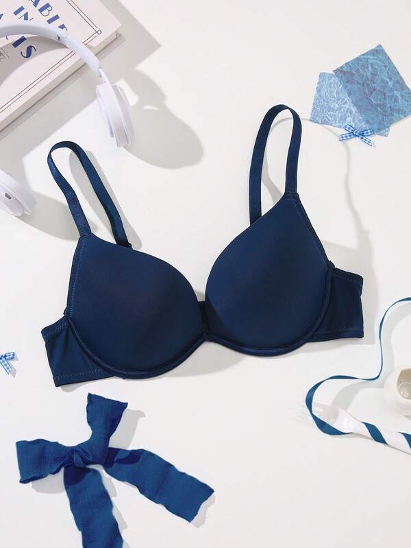 Women's Solid Color Minimalist Everyday Bra With Underwire