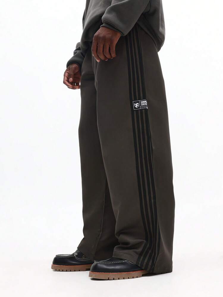Wide Leg Cargo Pants With Side Tape Detail