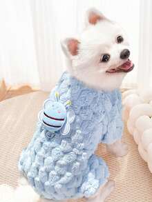 PETSIN 1 件蓝蜂宠物连体衣，带牵引扣，适合秋冬外出，防风，厚实保暖的宠物服装 - 藍色 - 查看 5