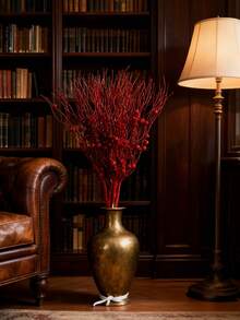 1/4/8PCS Artificial Sparkling Glitter 42cm Plants With Golden Powder Berry,Christmas Tree Decorations And Ornaments For Festival Wedding Party Home Indoor Dining Table, Room,Bedroom Decoration, Gift, Wreath, Rattan Diy Decoration Accessories,Christmas Tree And Christmas Plant Decor Home Decor Christmas Decorations - Red - View 7