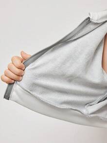 Bộ áo hoodie có khóa kéo thời trang xuân thu đông cho bé gái, áo khoác có mũ màu trắng tương phản và quần ống rộng, quần có cạp chun màu trắng đặc biệt, in chữ "NEW YORK" thời trang cổ điển, phù hợp mặc ở nhà và dạo phố - Nhiều màu - Xem 4