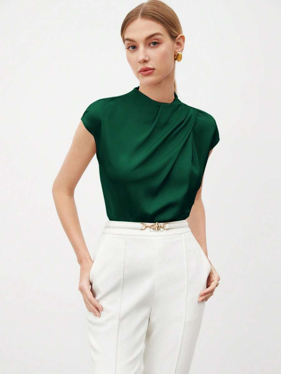 BizChic Áo nữ tay ngắn cổ bèo bất đối xứng mùa Xuân/Hè mới, hiện đại, thanh lịch, phù hợp cho công sở, đi làm hàng ngày, lãng mạn, mang hơi hướng thập niên 90, retro, Giáng sinh, Năm mới, Ngày lễ tình nhân, tiệc tùng, đi biển, tốt nghiệp, lễ hội, kỳ nghỉ, đa năng, tối giản, lãng mạn, thích hợp cho khách dự đám cưới, chủ nhà, hẹn hò, tiệc tùng, hòa nhạc, bữa sáng muộn, sân bay, nhiều dịp khác nhau.