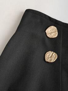 Sweetra Jupe trapèze élégante pour le travail pour femmes, design drapé avec effet affinant, convient pour le printemps et l'automne