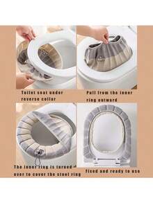 1pc Comfortable Toilet Seat, Household Toilet Seat, Washable Knitted