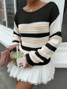 SHEIN Unity Sexy Asymmetric-Shoulder Pullover Sweater For Women - Multicolor - View 6