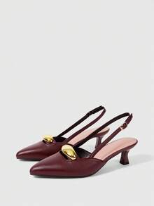 Sleekvia Women's Fashion Versatile Pointed Toe High Heel Pumps - Burgundy - View 7