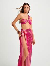 CAJUNI Conjunto de falda y cubrecuerpo con abertura lateral y estampado de cebra, estilo sexy para vacaciones en la playa