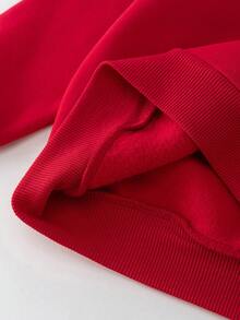 THE HAPPY LOOK 2pcs/Set Young Boy Cartoon Animal Print Soft Knit Crew Neck Long Sleeve Pullover Sweatshirt And Elastic Waist Jogger Pants - Red - View 9