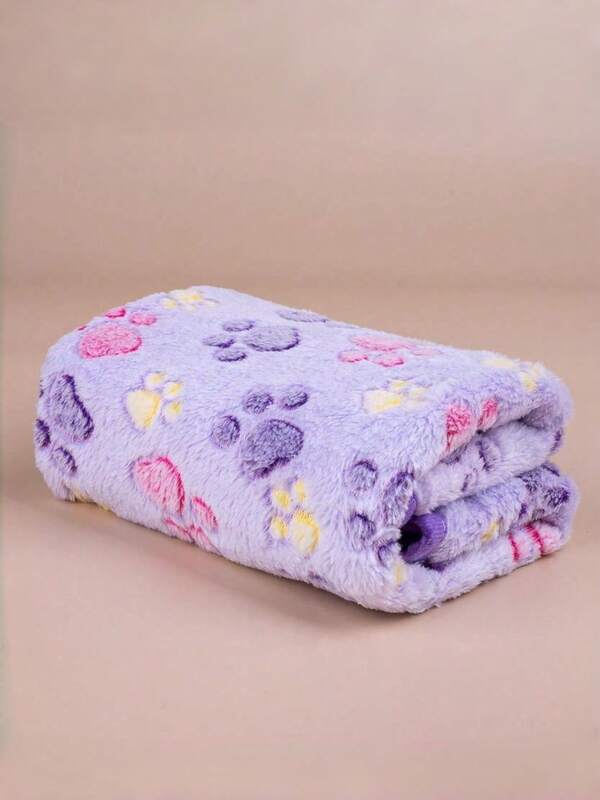 PETSIN 1 paquete de Manta de forro polar con diseño de huella de pata de perro morada de la marca DONO, manta suave para mascotas para perros y gatos pequeños/medianos/grandes, delgada para el verano