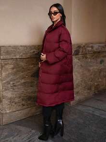 Firerie Women's Fashionable Versatile Solid Color Jacket, Winter - Burgundy - View 7