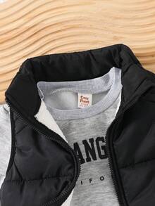 Cozy Pixies مجموعة من 3 قطع للأطفال الصبيان تتكون من: هودي بأكمام طويلة وطباعة حرفية ناعمة، بنطلون بأساور، وصدرية بدون أكمام