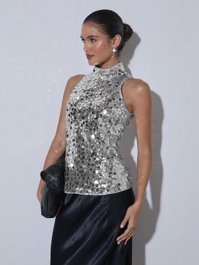 COSMINA Modieus, met pailletten versierd camisole voor dames, geschikt voor zomerfeestjes