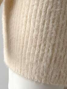 Sparklyn 少女秋冬新款露肩/不对称肩宽松针织毛衣上衣，百搭纯色毛衣裙 - 白色 - 查看 8