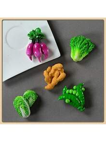 1个/3个/4个/5个/5个-1/6个/6个-1/7个/8个/9个/10个/10个-款式1/10个-2/11个 新款卡通水果蔬菜造型磁性树脂冰箱贴，自然风磁性冰箱贴，可爱装饰品，桌面配件，厨房办公室白板储物柜和洗碗机个性化装饰品，厨房装饰，家居装饰，情人节礼物，送给朋友和亲戚的礼物 - 彩色 - 查看 6