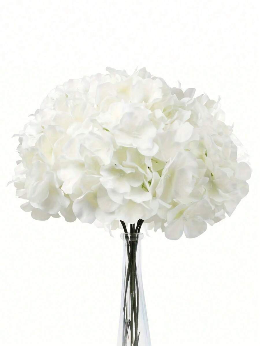 45Pcs White Hydrangea Flowers Artificial Flowers Heads Bouquet, Faux Hydrangea Flowers, Artificial Full Flowers Heads With Stems For Wedding Centerpieces, Home, Garden, Baby Shower, Party Supply, Garland Decor, Bridal Holding Bouquet Decor, DIY Wreath Xmas Tree Decorations, Thanksgiving Halloween Christmas Decor, Arch Background Decoration, DIY Flower Arrangements, For Women Girls Gift - White - View 1