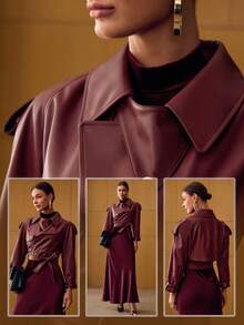 MOTF PREMIUM PU LEATHER RAGLAN SLEEVE BELTED CROP JACKET