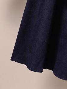 Sparklyn Bộ 2 món áo sơ mi tay dài và chân váy mini trang trí nơ cho bé gái tuổi teen - Xanh đậm - Xem 5