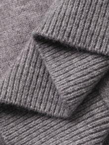 Dazy Plus Plus Size Letter Embroidery Colorblock Crew Neck Loose Knit Sweater For Women, Autumn/Winter - Grey - View 7