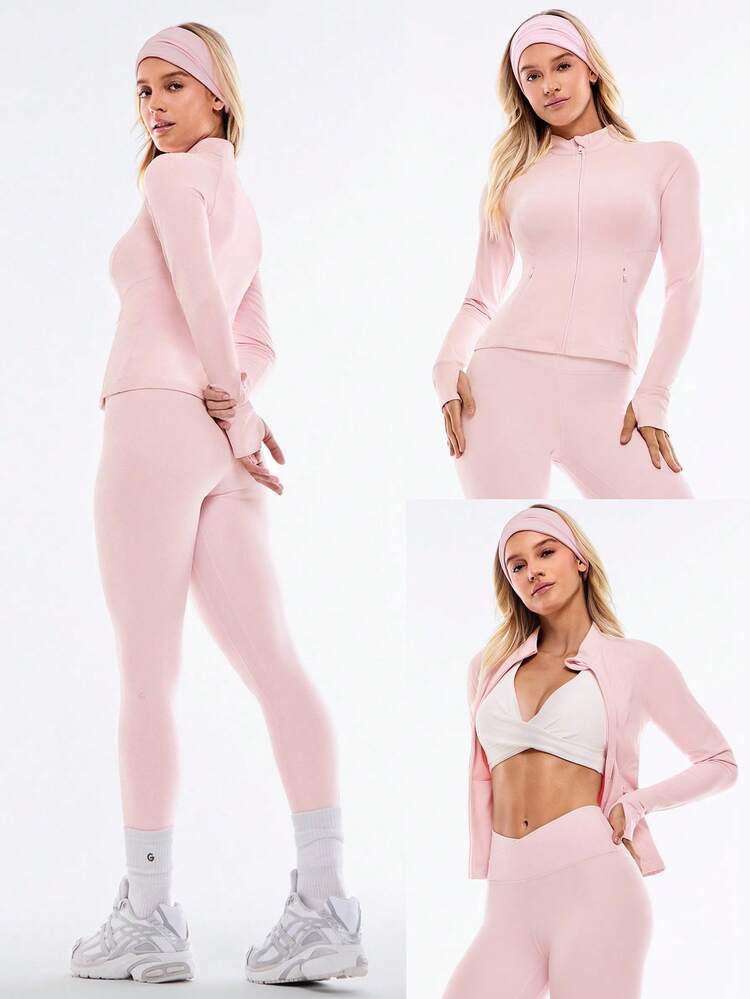 FeatherFit™-Warm Slim-It It's Chilly Fleece-Lined Slim Fit Long Sleeve Jacket With Thumbholes Autumn Winter Yoga Pilates Daily Casual