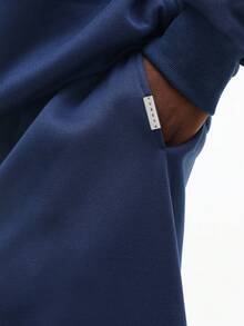 SUMWON Crop Fit Men Half Zip Pullover Sweatshirt And Matching Joggers Co Ord Set Casual Winter Tracksuit - Blue - View 6