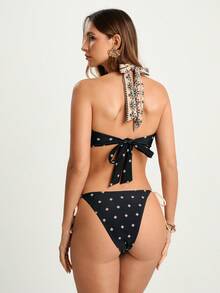 CAJUNI Women's Beach Vacation Casual Bikini Set - Black - View 2