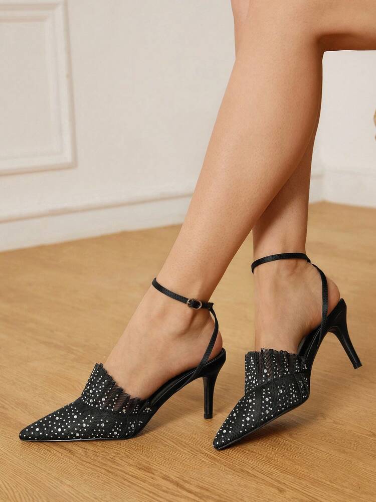 CUCCOO HITCHD Fashionable Casual Pointed Toe Stiletto Heel Backless Women High Heels