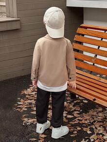 SHEIN Ung pojke Lapp med text detalj Ficka Framtill Skjorta & byxor Utan T-shirt - Multifärgad - Visa 2